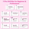 Portable Electric Nail Drill Bit 45000 RPM With 11 Bits Base Waist Clip Cordless Rechargeable Nail File Machine For Professional Salon Home Acrylic Na