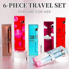 6pcs Travel Set, Women's Eau De Parfuma Spray, Long Lasting Fragrance, 6 Different Flavor, Perfect for Holiday Gifts, Dating, Daily Life, Parties