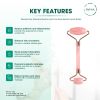 Authentic Rose Quartz Facial Roller for Face & Neck | Natural Stone Cooling Massager to Reduce Puffiness, Boost Circulation & Enhance Skin Glow