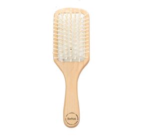 Natural Wooden Detangling Hair Brush - Eco-Friendly Bamboo Bristles & Cushion Scalp Massage Brush for All Hair Types, Prevents Static & Breakage