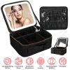 Travel Makeup Bag with LED Mirror Makeup Case Organizer with 3 Light Colors Adjustable Dividers Brush Holder Magnifying Mirror Dimmable USB Rechargeab