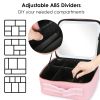 Travel Makeup Bag with LED Mirror Makeup Case Organizer with 3 Light Colors Adjustable Dividers Brush Holder Magnifying Mirror Dimmable USB Rechargeab