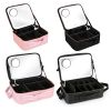 Travel Makeup Bag with LED Mirror Makeup Case Organizer with 3 Light Colors Adjustable Dividers Brush Holder Magnifying Mirror Dimmable USB Rechargeab