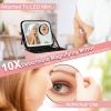 Travel Makeup Bag with LED Mirror Makeup Case Organizer with 3 Light Colors Adjustable Dividers Brush Holder Magnifying Mirror Dimmable USB Rechargeab