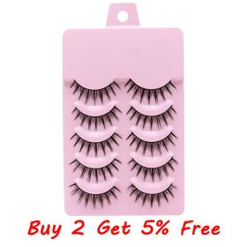 5Pairs Soft Fake Eyelashes Handmade Thick Wispy 3D Faux Mink Eyelash Natural Long Lashes Winged Lash Wholesale Eyelash Extension (Color: 025)