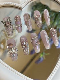 2026 Gothic Charm Exquisitely Crafted Press-on Nails - Valentine's Day Medium Square Press-on Fake Nail Set. Handmade fake nail pieces (size: S)