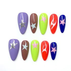 2026 Gothic Charm Press-on Nails, Valentine's Day Short Almond-shaped Press-on False Nail Set. Handmade False Nail Tips (size: L)