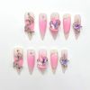 2026 Gothic Charm Press-on Nails, Valentine's Day Medium Almond-shaped Press-on False Nail Set. Handmade false nail pieces