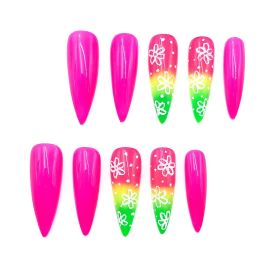 2026 Gothic Charm Wearable Nails, Valentine's Day Medium Almond-shaped Press-on False Nail Set. Handmade False Nail Tips (size: L)