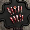 2026 Gothic Charm Press-on Nails, Valentine's Day Long Almond-shaped Press-on False Nails Set, Handmade False Nail Tips