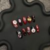 2026 Gothic Charm Wearable Nails, Valentine's Day Short Almond-shaped Press-on False Nail Set. Handmade False Nail Tips