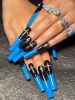2026 Gothic charm exquisitely crafted wearable nails, Valentine's Day long square press-on false nail set, handcrafted false nail pieces