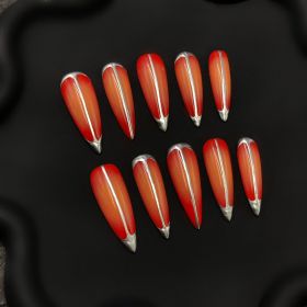 2026 Gothic Charm Wearable Nails, Valentine's Day Medium Almond-shaped Press-on False Nail Set. Handmade false nail pieces (size: L)