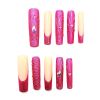 2026 Gothic charm meticulously crafted wearable nails, Valentine's Day long square press-on false nail set, handcrafted false nail pieces