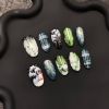2026 Gothic Charm Wearable Nails, Valentine's Day Short Almond-shaped Press-on False Nail Set. Handmade false nail pieces