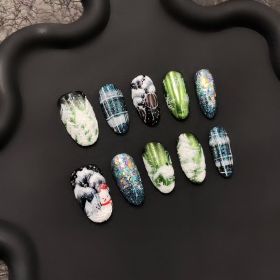 2026 Gothic Charm Wearable Nails, Valentine's Day Short Almond-shaped Press-on False Nail Set. Handmade false nail pieces (size: S)