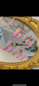 2026 Gothic Charm Exquisitely Crafted Press-on Nails â€“ Valentine's Day Long Square Press-on False Nail Set. Handmade false nail pieces (size: L)