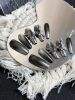 2026 Gothic Charm Finely Crafted Wearable Nails - Valentine's Day Medium Square Press-on Fake Nail Set. Handmade fake nail plates,