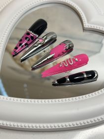 2026 Gothic Charm Wearable Nails - Valentine's Day Long Almond-Shaped Press-On Fake Nail Set. Handmade Fake Nail Plates (size: L)