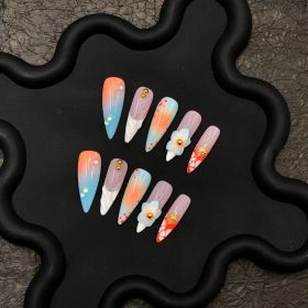2026 Gothic Charm Press-on Nails, Valentine's Day Medium Almond-shaped Press-on False Nails Set. Handmade false nail pieces (size: L)