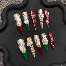 2026 Gothic Charm Press-on Nails, Valentine's Day Long Almond-shaped Press-on Fake Nail Set, Handmade Fake Nail Tips (size: L)