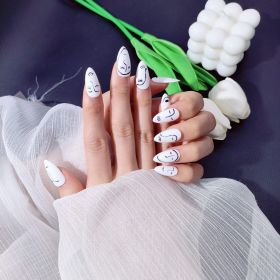 2026 Gothic Charm Press-on Nails, Valentine's Day Short Almond-shaped Press-on False Nail Set. Handmade false nail pieces (size: S)