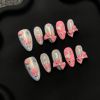 2026 Gothic Charm Press-on Nails, Valentine's Day Short Almond-shaped Press-on Fake Nail Set. Handmade fake nail pieces