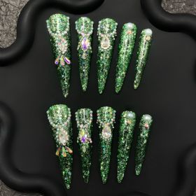 2026 Gothic charm wearable nails, Valentine's Day long almond-shaped press-on false nail set, handcrafted false nail pieces (size: M)