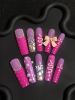 2026 Gothic charm meticulously crafted wearable nails - Valentine's Day long square press-on false nail set. Handmade false nail pieces
