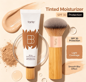 SPF30 Tinted Moisturizer BB Cream with Free Makeup Brush, Light Blurring Coverage Hydrating Daily Face Base (style: TreatBB Cream)