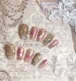 2026 Gothic Charm Exquisitely Crafted Press-on Nails , Valentine's Day Short Square Press-on False Nail Set. Handmade false nail pieces (size: M)