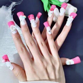 2026 Gothic Charm Finely Crafted Wearable Nails - Valentine's Day Long Duckbill Press-on Fake Nail Set. Handmade Fake Nail Plates (size: S)