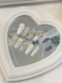 2026 Gothic charm meticulously crafted wearable nails - Valentine's Day medium square press-on false nail set. Handmade false nail pieces (size: L)