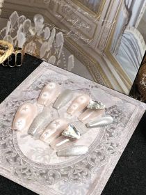 2026 Gothic Charm Wearable Nails - Valentine's Day Short Square Press-on Fake Nail Set. Handmade Fake Nail Plates (size: L)