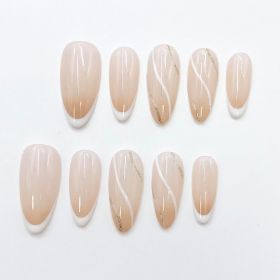 2026 Gothic Charm Wearable Nails, Valentine's Day Short Almond-shaped Press-on Fake Nail Set. Handmade Fake Nail Tips (size: L)