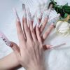 2026 Gothic Charm Finely Crafted Wearable Nails - Valentine's Day Long Square Press-on Fake Nail Set. Handmade Fake Nail Plates