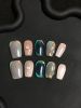 2026 Gothic charm finely crafted wearable nails, Valentine's Day short square press-on false nail set, hand-made false nail pieces