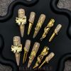 2026 Gothic-style charming press-on nails, Valentine's Day long almond-shaped press-on false nail set, handcrafted false nail pieces