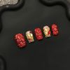 2026 Gothic charm exquisitely crafted wearable nails, Valentine's Day short square press-on false nail set, hand-made false nail pieces