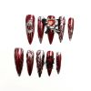 2026 Gothic Charm Press-on Nails, Valentine's Day Long Almond-shaped Press-on False Nails Set, Handmade False Nail Tips