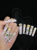 2026 Gothic charm finely crafted wearable nails, Valentine's Day medium square press-on false nail set, handcrafted false nail pieces