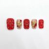 2026 Gothic charm exquisitely crafted wearable nails, Valentine's Day short square press-on false nail set, hand-made false nail pieces
