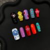 2026 Gothic charm carefully crafted wearable nails, Valentine's Day short square press-on false nail set, hand-made false nail pieces