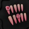2026 Gothic-style charming press-on nails, Valentine's Day medium almond-shaped press-on false nail set. Handmade false nail pieces