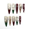 2026 Gothic Charm Press-on Nails, Valentine's Day Long Almond-shaped Press-on Fake Nail Set, Handmade Fake Nail Tips