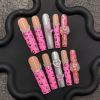 2026 Gothic charm exquisitely crafted wearable nails, Valentine's Day long square press-on false nail set, hand-made false nail pieces