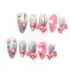 2026 Gothic Charm Press-on Nails, Valentine's Day Short Almond-shaped Press-on Fake Nail Set. Handmade fake nail pieces