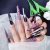 2026 Gothic charm press-on nails, Valentine's Day long almond-shaped press-on false nail set, handcrafted false nail pieces