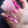 2026 Gothic charm carefully crafted wearable nails, Valentine's Day long square press-on false nail set, hand-made false nail pieces