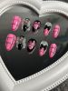 2026 Gothic Charm Press-on Nails, Valentine's Day Short Almond-shaped Press-on False Nail Set. Handcrafted False Nail Tips